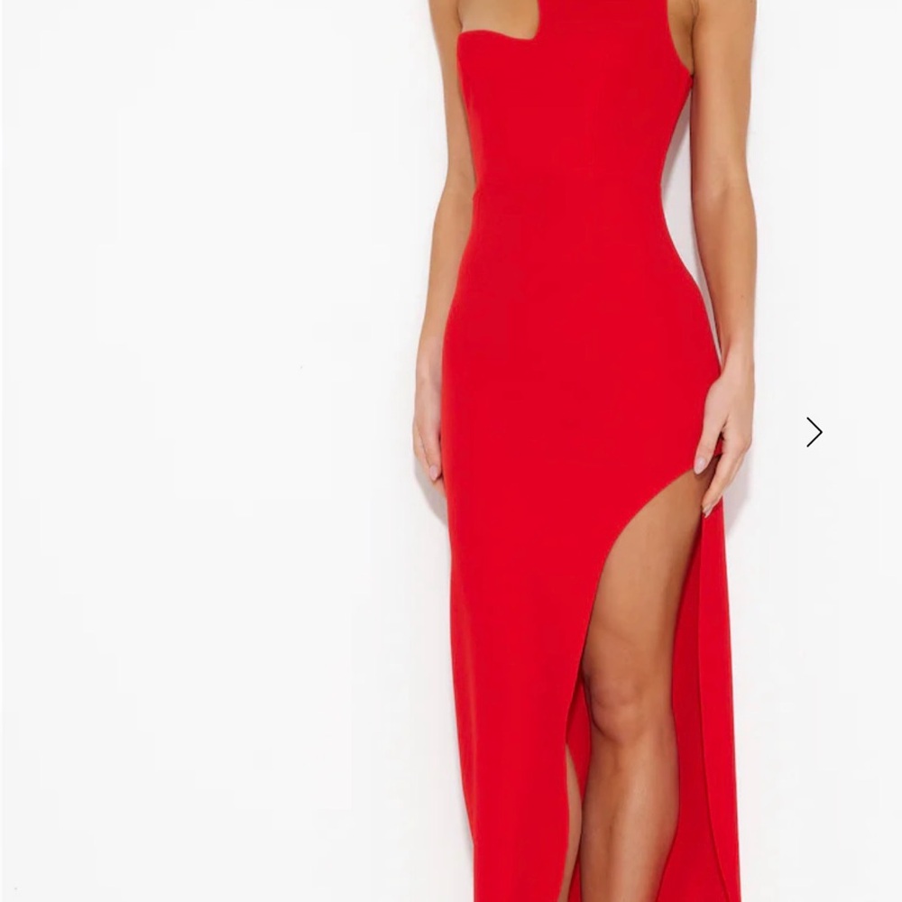 Hello Molly Sz 10 Midi Red Sleeveless Dress with Asymmetrical neckline - Picture 2 of 5